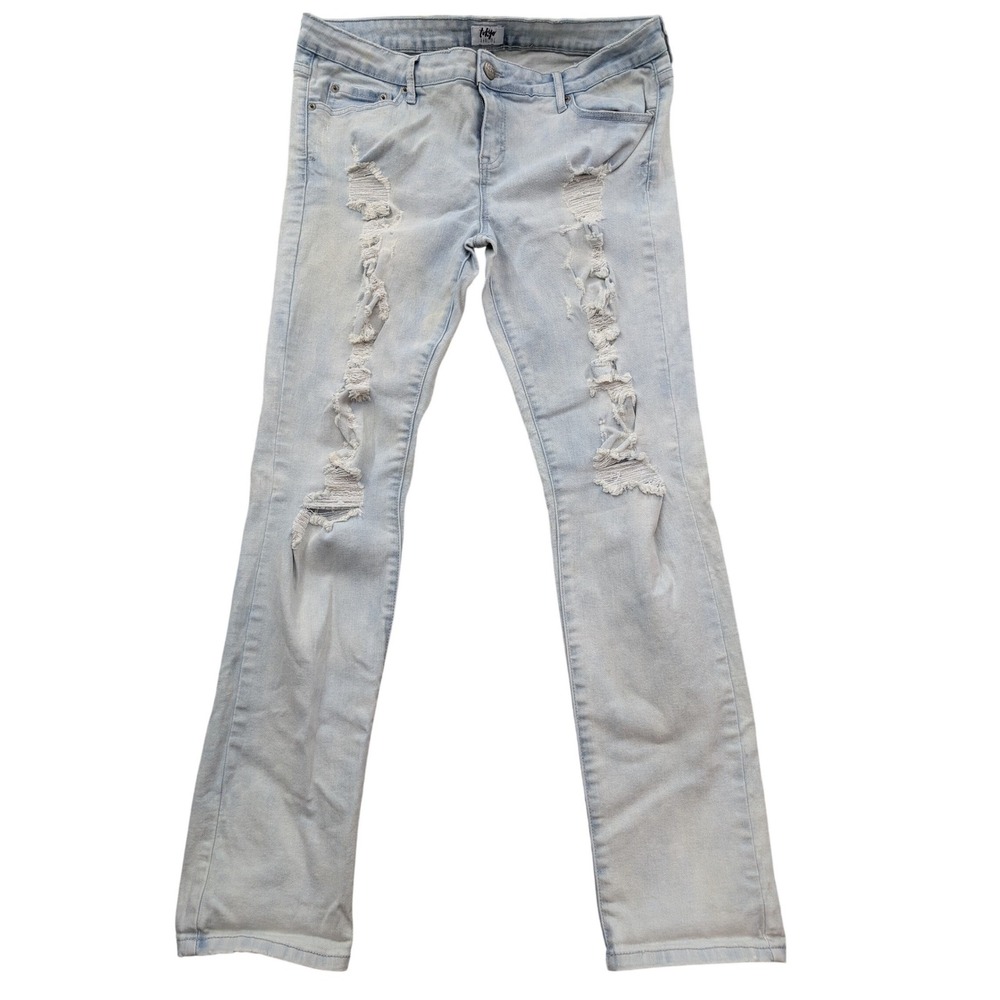Tokyo‎ Jeans Womens Light Wash Distressed Ripped Skinny Jeans Sz 11